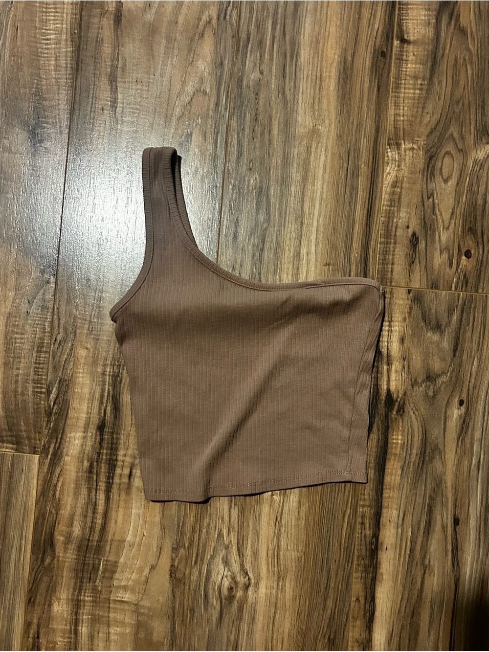 Bozzolo One-Shoulder Ribbed Crop Top - Chocolate Brown